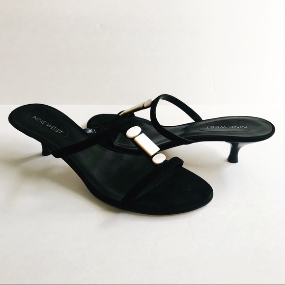 Nine West Shoes - Nine West Black Kitten Heels Slide/Sandals 8M